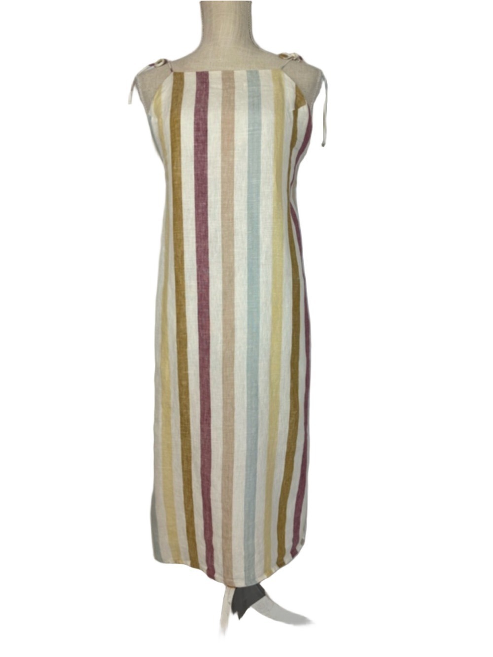 Laude The Label Organic Linen Jane Midi Dress In Painter Stripe Women’s Medium